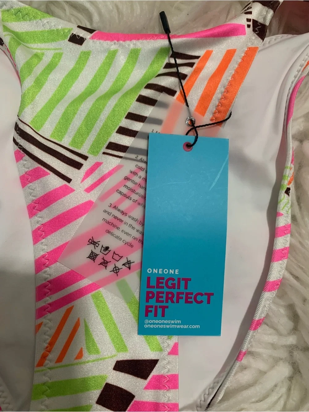 NWT OneOne Swim Yulia Top Amira Bottom White Multicolor Size Medium